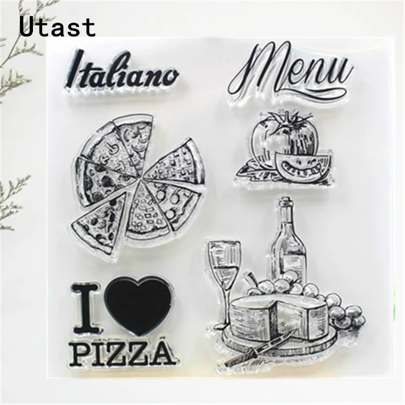 Italy Pizza Menu Clear Silicone Stamps /Transparent Rubber Stamp for DIY Scrapbooking /Photo Album Decorative Craft Making | Канцтовары