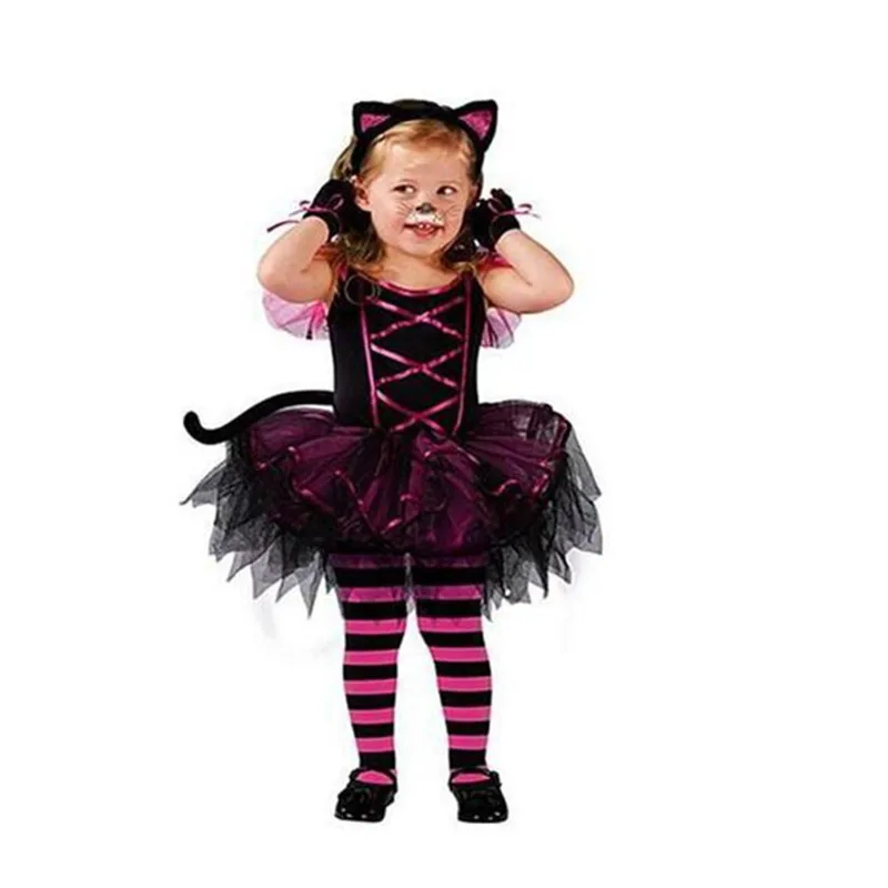 Детский карнавальный костюм для девочек с котом и повязкой на голову Детская