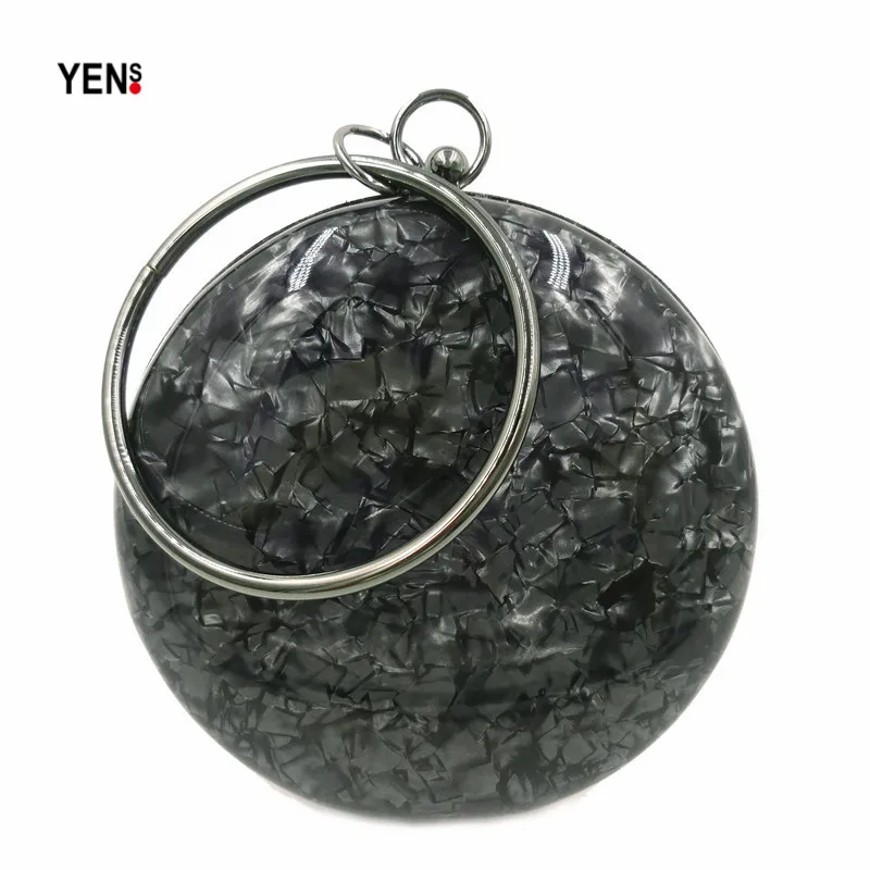 Женская вечерняя сумка Yens акриловая круглая на плечо брендовая дизайнерская