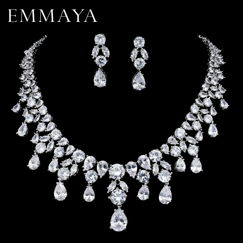 Женский комплект украшений EMMAYA длинное ожерелье с кулоном серьги кристаллами