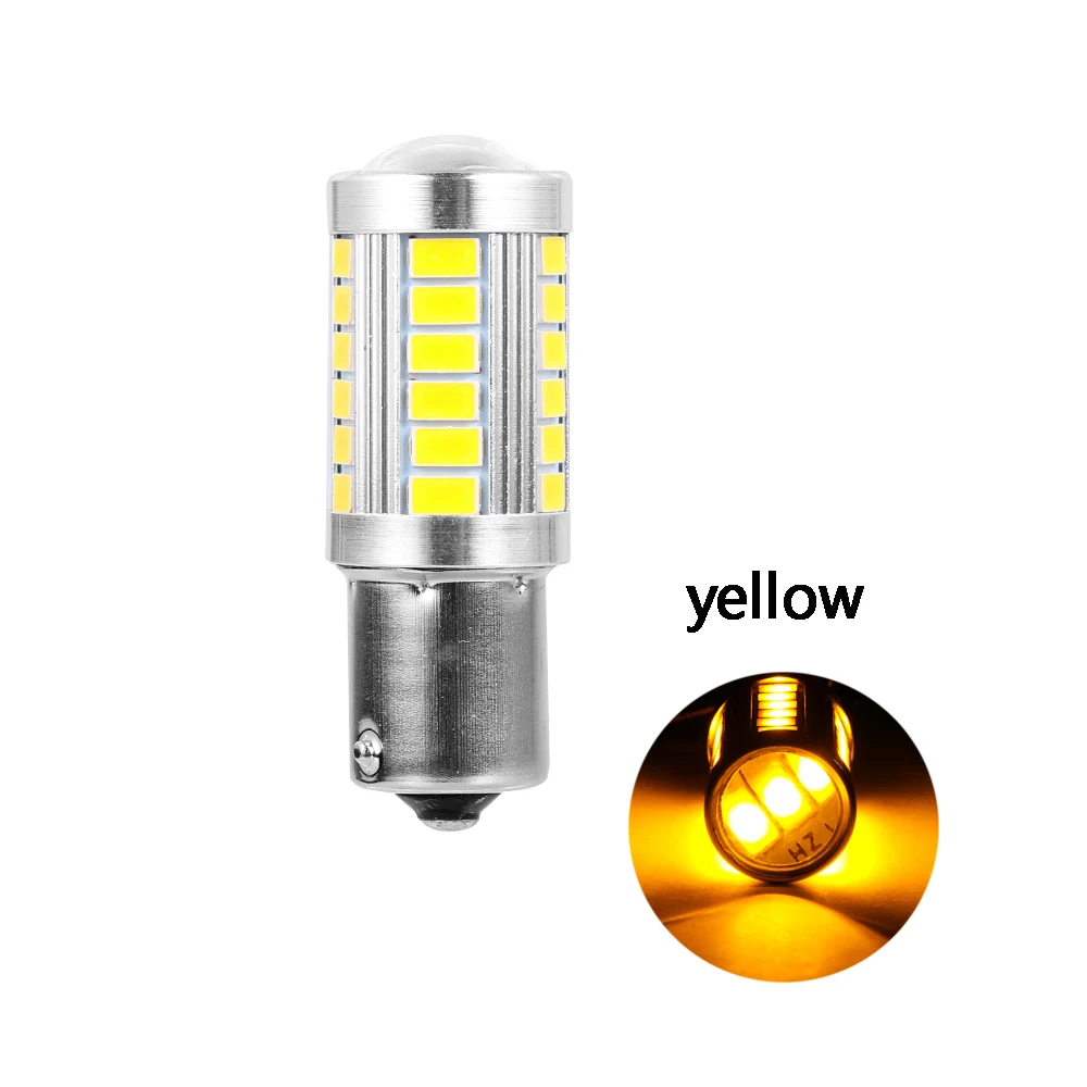 yellow 1 шт. Автомобильный светодиодный светильник дневного света 33SMD автомобильные запчасти автомобильные аксессуары Желтый/Красный/Белый 1156 BAU15S PY21W - Испускаемый цвет: yellow