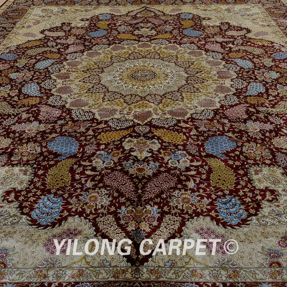 Goede Yilong 9.5 'x12. 8' Perzisch Tapijt Grote Antieke Rode Hereke Handgeknoopte Zijden Tapijt (1910)