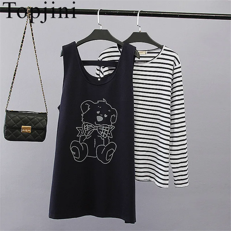 New Spring 2017 Cotton Cute Straight Print Full Sleeve Casual Dresses Knee-Length Regular O-Neck Fashion Women Set | Женская одежда