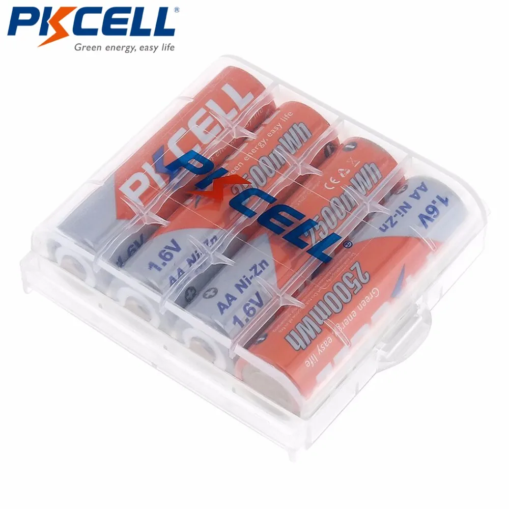 PKCELL 4 шт. Ni-Zn 2500mWh Bateria AA батареи 1 6 в никель-Цинк аккумуляторная батарея +