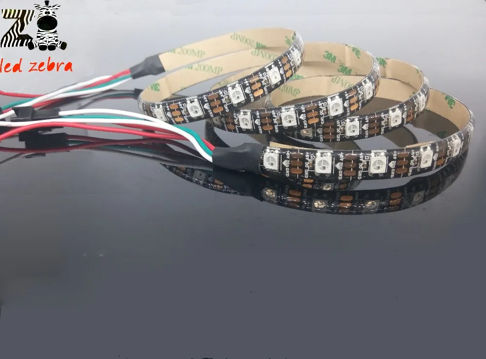 1 рулон WS2812B светодиодный pixel полосы черного pcb 60 Светодиодный/m WS2812 IC IP65