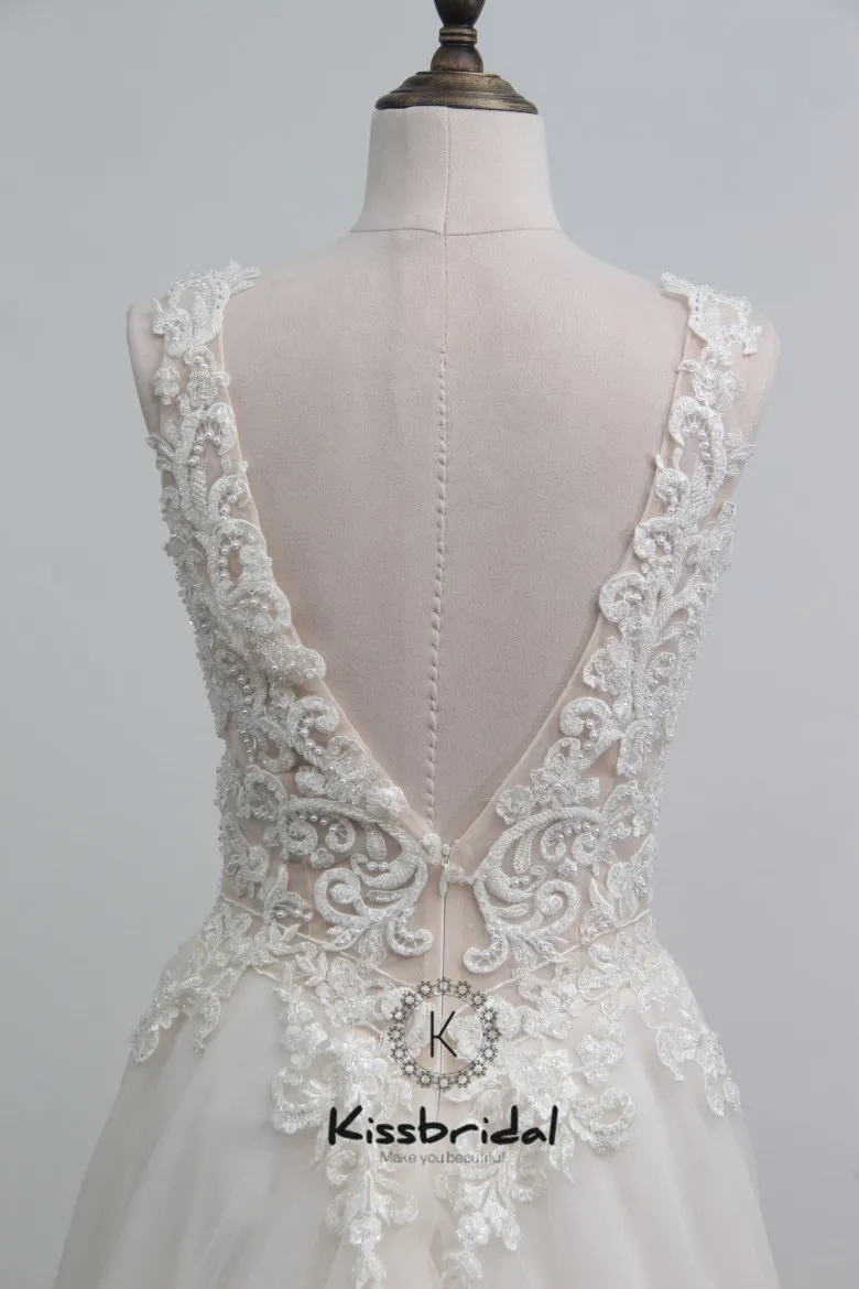 Trouwjurk vestido de casamento Новое свадебное платье из фатина с аппликацией-Бохо С v-образным