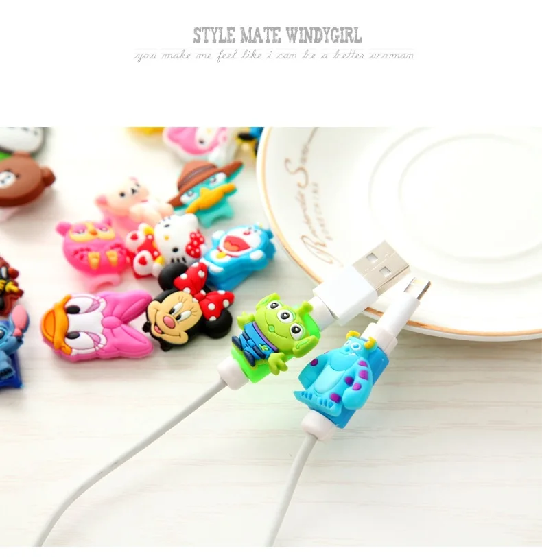 Защита от трещин 10 шт./лот USB кабель с рисунком для iphone android защита кабеля передачи