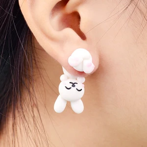 TTPAIAI 30 Brand Handmade Polymer Clay Cute Rabbit Stud Earrings 3d Animal Earring For Women Girl Ki in India