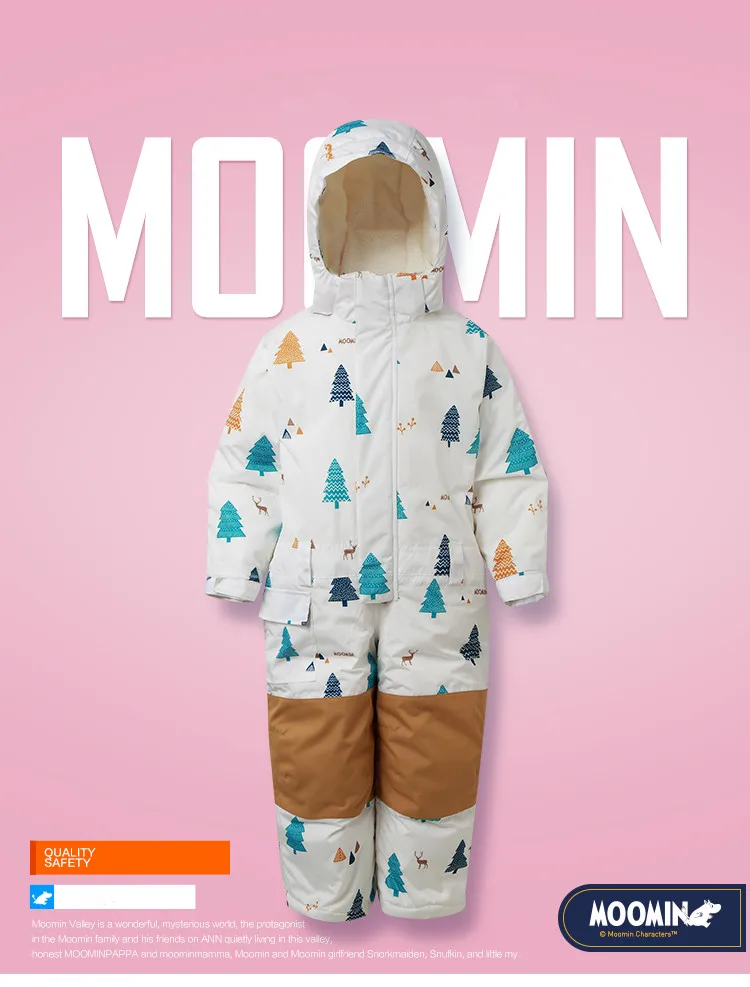 Moomin/ г. дизайн, теплый плотный детский зимний комбинезон на пуху мягкий водонепроницаемый комбинезон на молнии с изображением неба из мультфильма