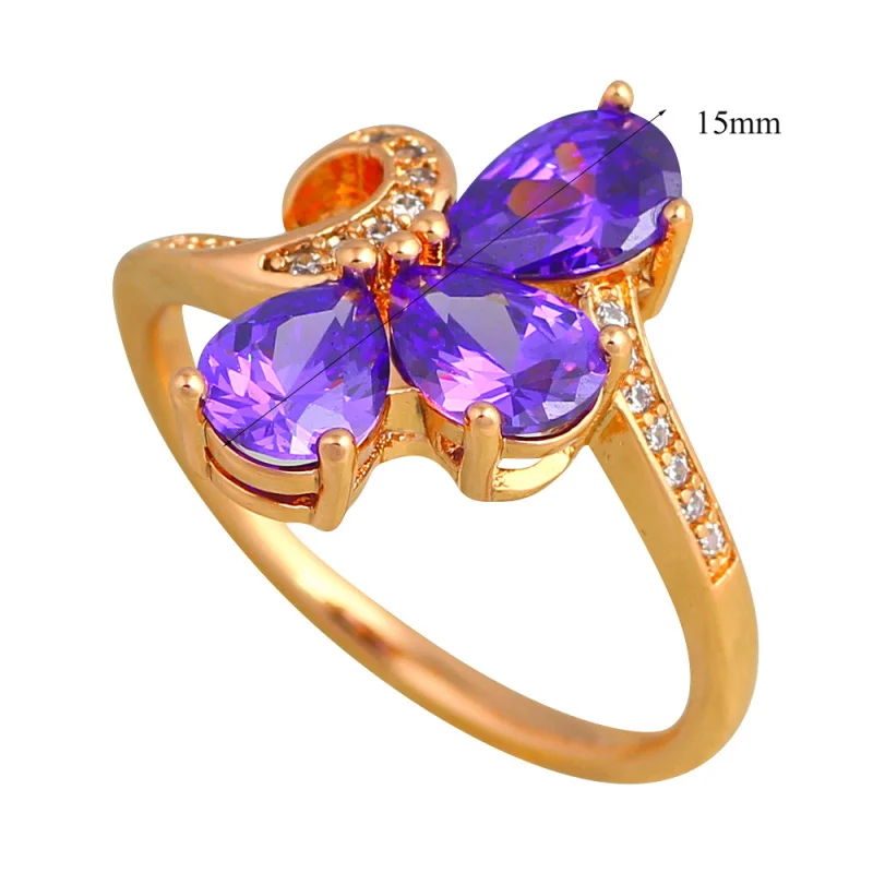 Rolilason Романтический Стиль Цвет Циркон золотой тон Модные украшения подарок на