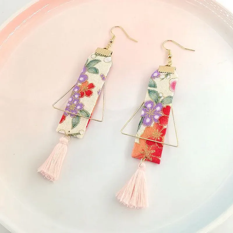 DoreenBeads модные популярные этнические серьги ретро ткань цветочный узор кулон