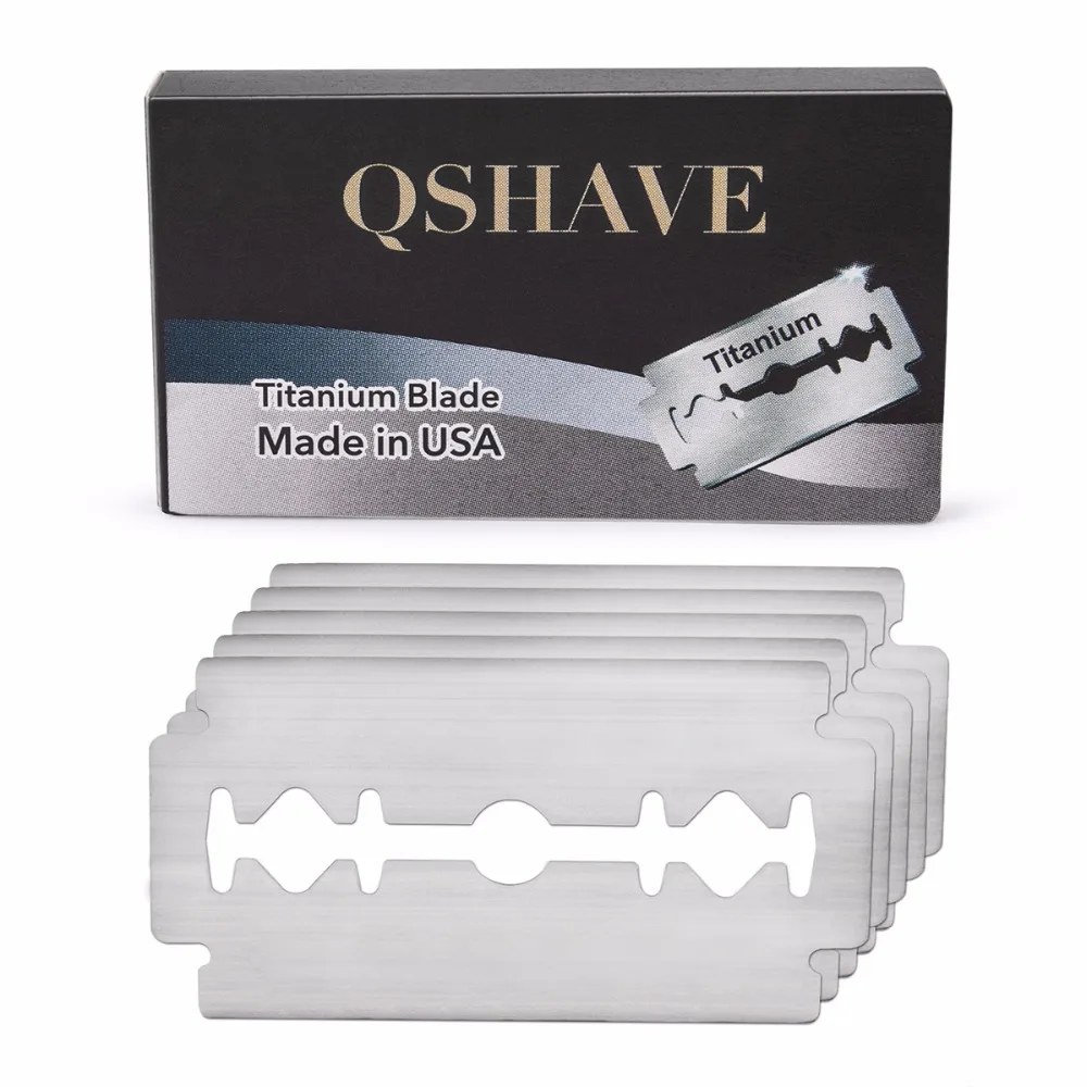 Фото Бритвенное лезвие Qshave IT с двойным лезвием, Классическая бритва с прямым лезвием, титановое лезвие, Сделано в США, 5 лезвий №2