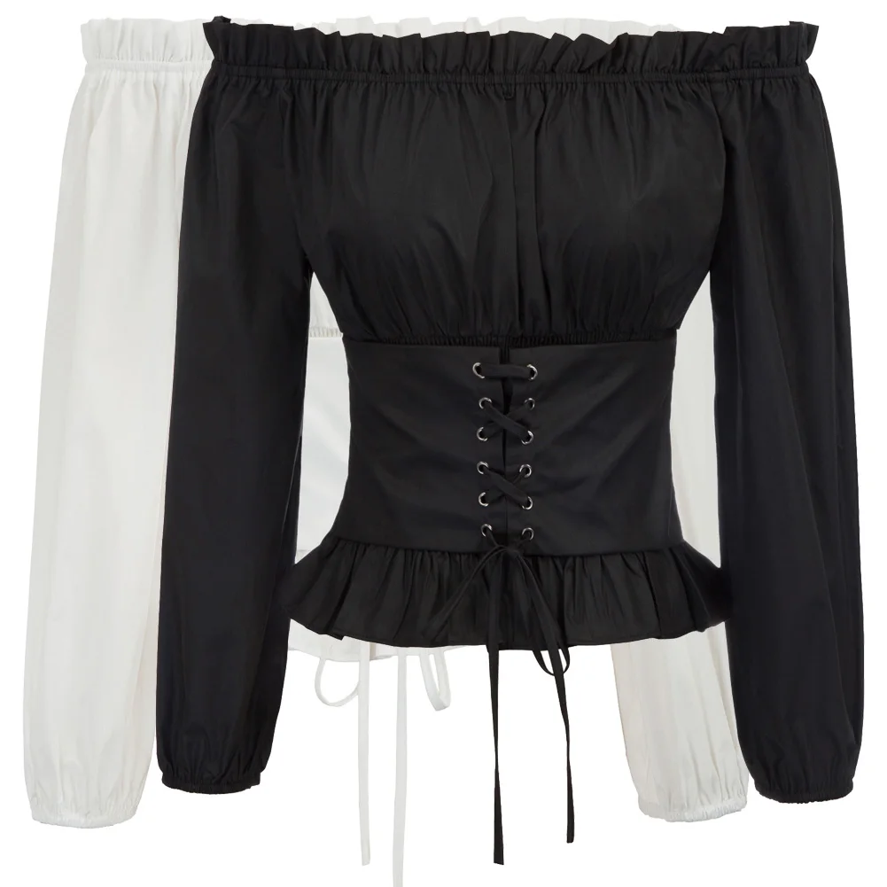 Панк рейв женский топ в цыганском стиле винтаж на шнуровке Готический стимпанк VTG