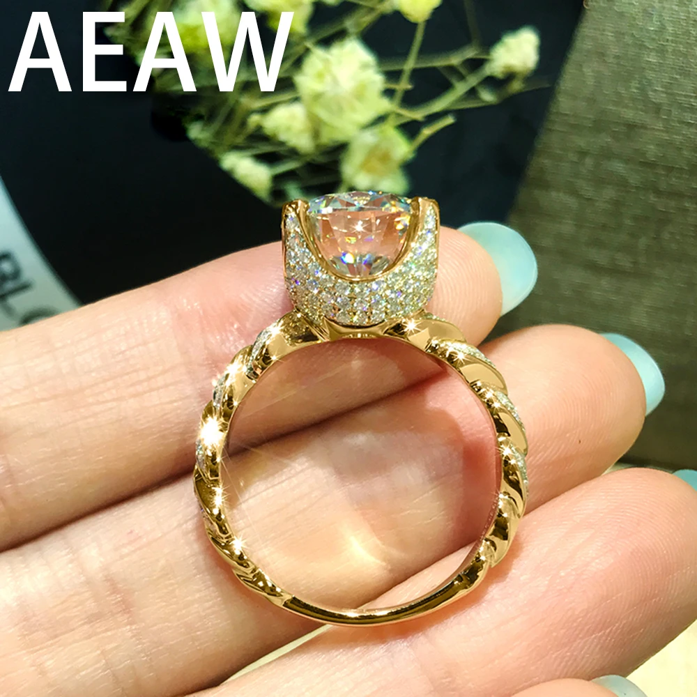 Твердое 14K желтое золото 2.5ctw EF лабораторные ромбовидные кольца Moissanite для