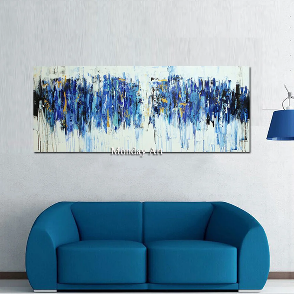 

Posters Quardro Wall Art Canvas Painting, Modern Abstract Blue Yellow Posters Wall Art Pictures For Living Room Home Decor
