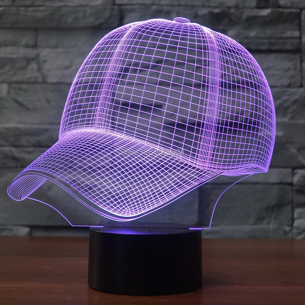 Креативная бейсбольная шляпа в форме ночного фонаря 7 меняющихся цветов
