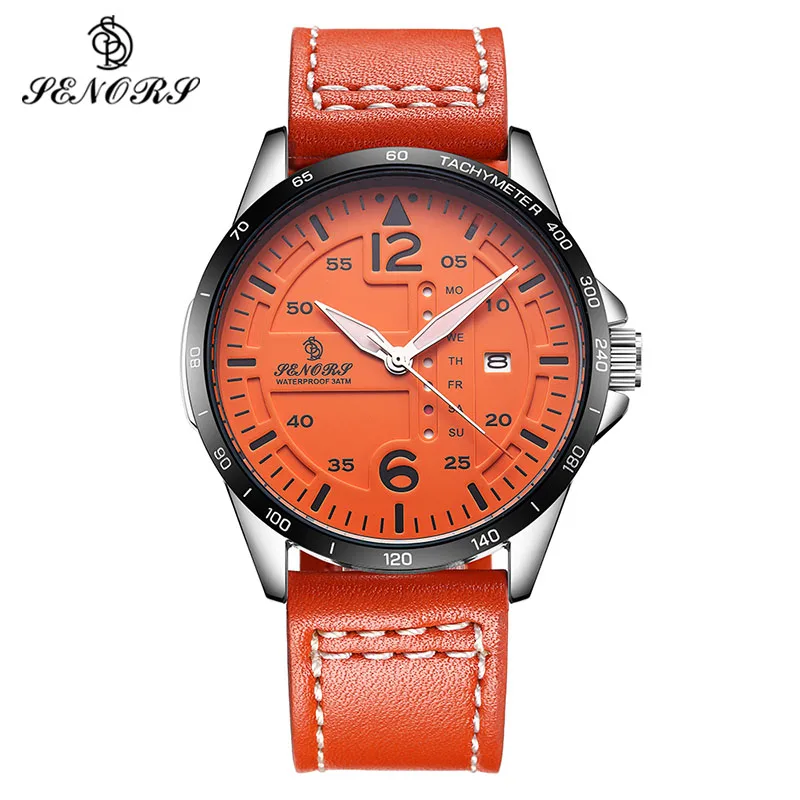 

SENORS Sport Quartz Watches Men Clock Top Brand Leather Bracelet Japan Movement Man Wristwatch Male Watch Relogio Masculino