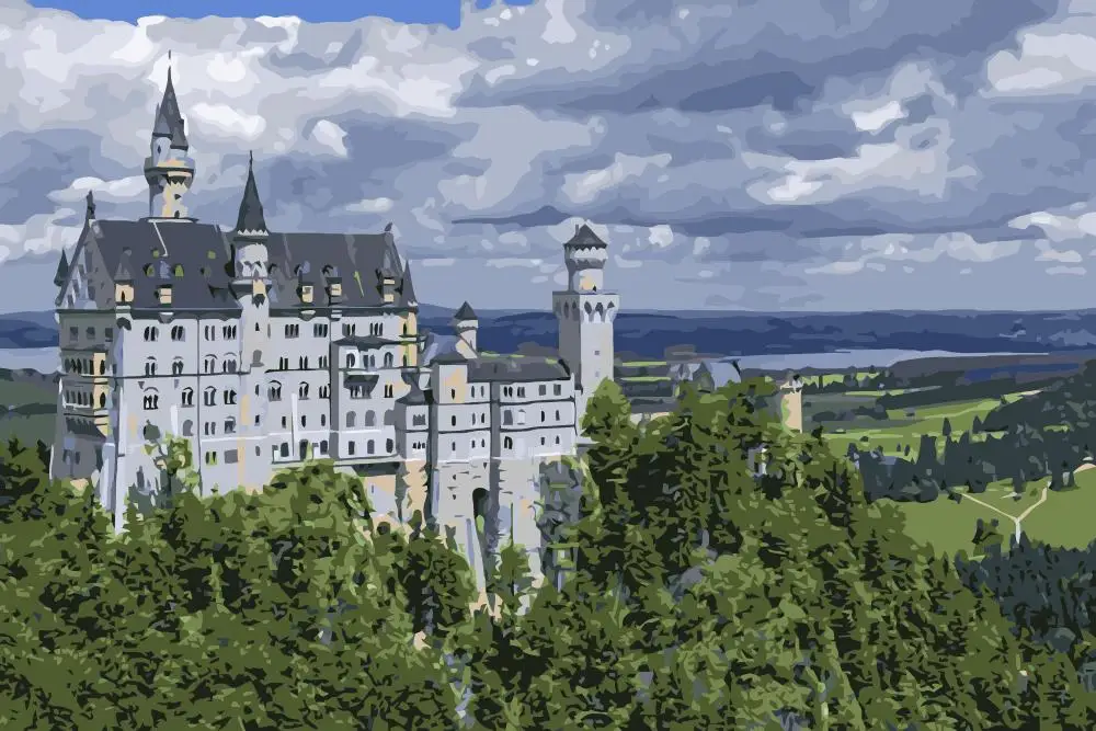 Neuschwanstein цифровая Раскрашивание по номерам ручная роспись на холсте для