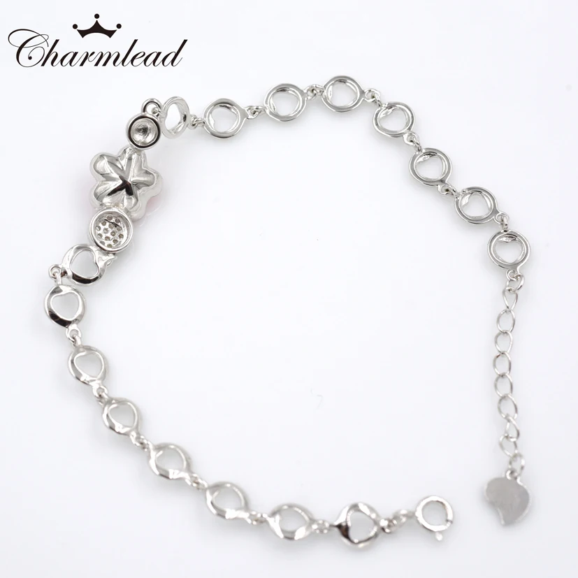 Женский браслет из серебра 2017 пробы с кристаллами и цветком сливы|bracelet jewelry|sterling