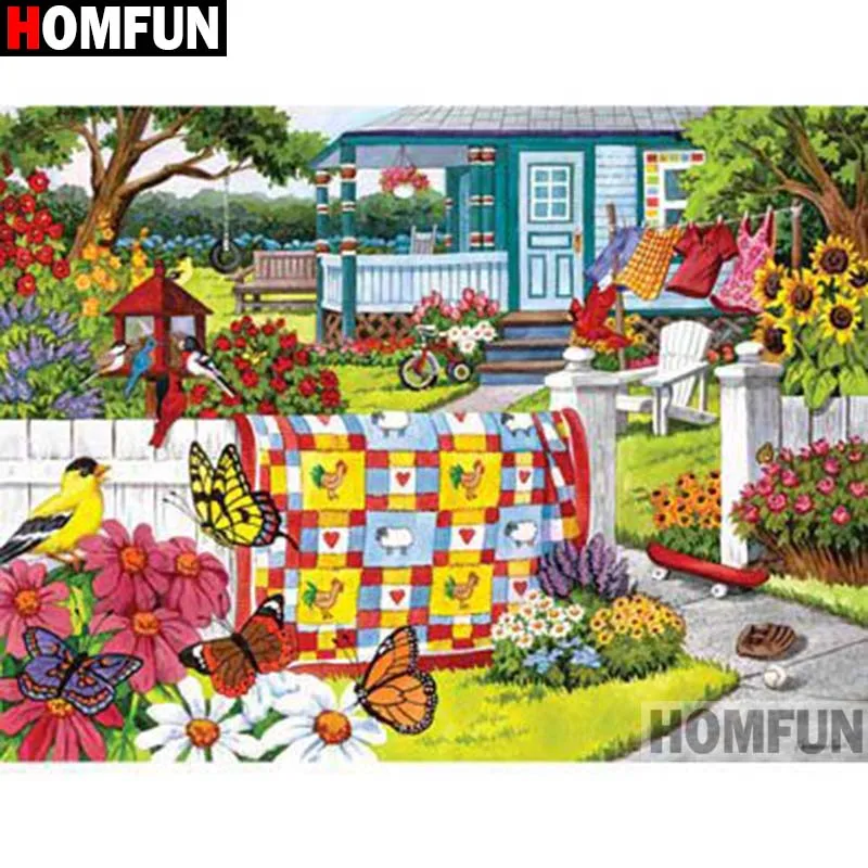 

HOMFUN Full Square/Round Drill 5D DIY Diamond Painting "House landscape" Embroidery Cross Stitch 5D Home Decor Gift A18057