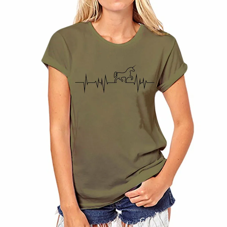 Женская футболка с коротким рукавом круглым вырезом и принтом в виде