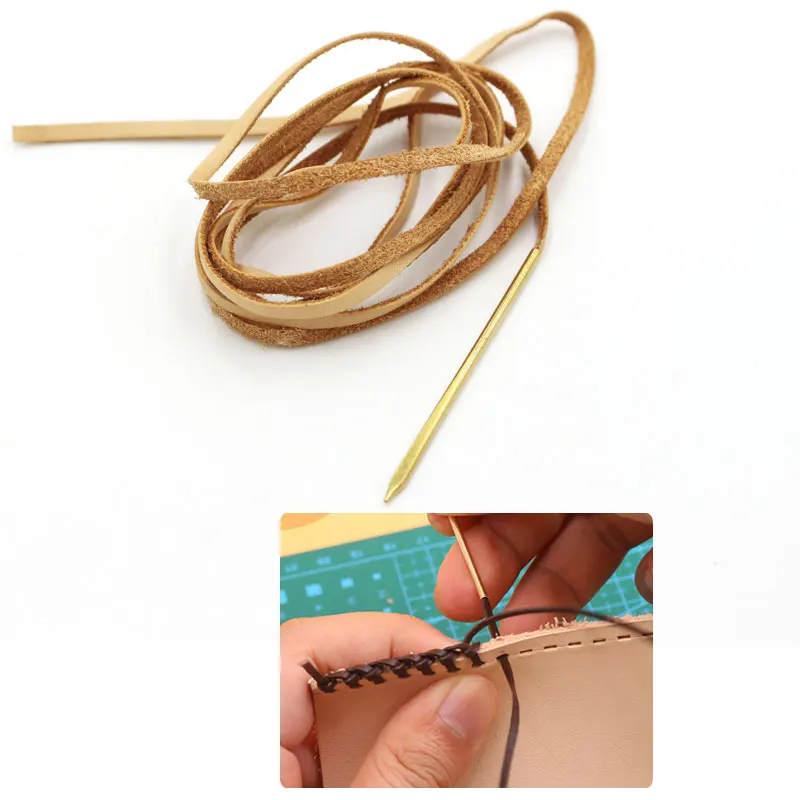 Кожа DIY ремесло работы шнуровки швейная вязальная игла латунная круглая нержавеющая ручная строчка кожаная веревка плоская кожа головы вязальные крючки