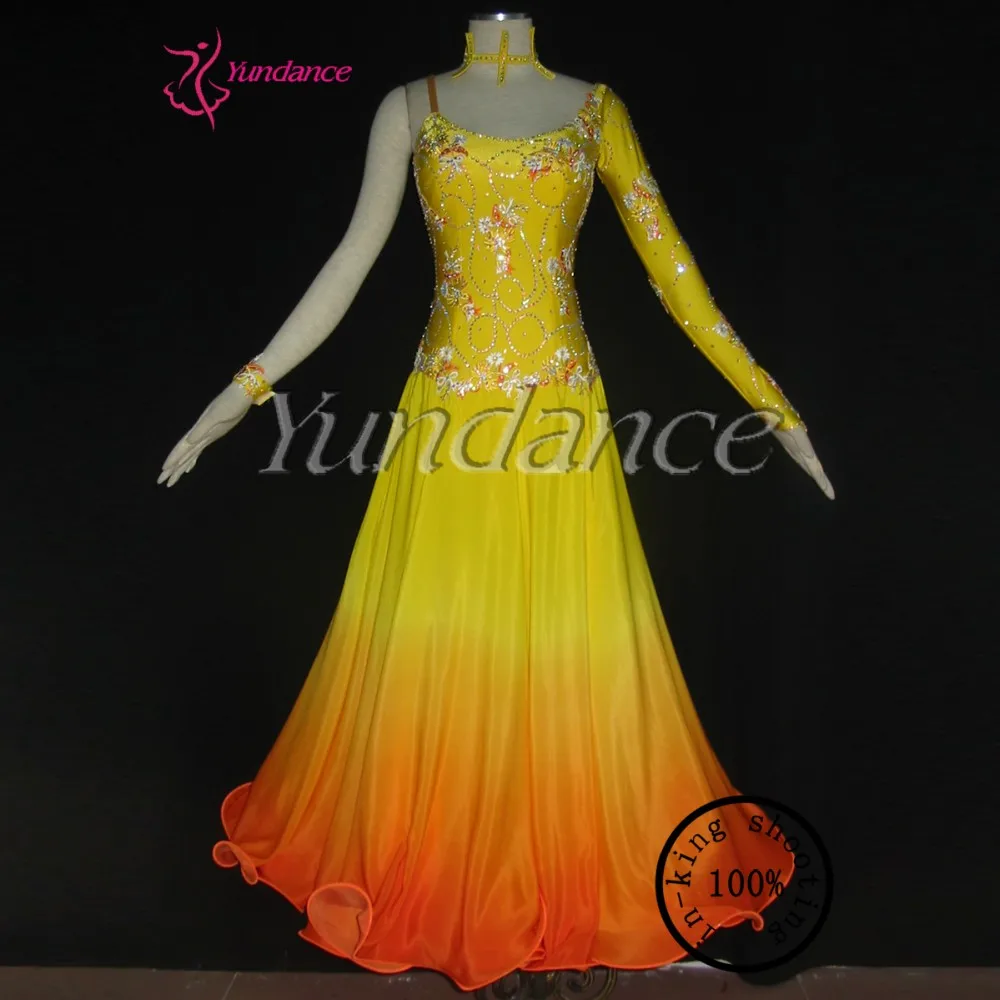 

Профессиональный настраиваемый высококачественный танцевальный костюм Одежда для сцены Королевский желтый B-11144