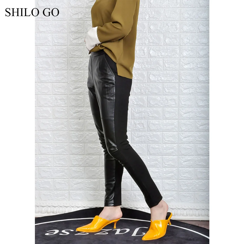 Женские кожаные брюки SHILO GO летние модные из натуральной овчины с высокой талией