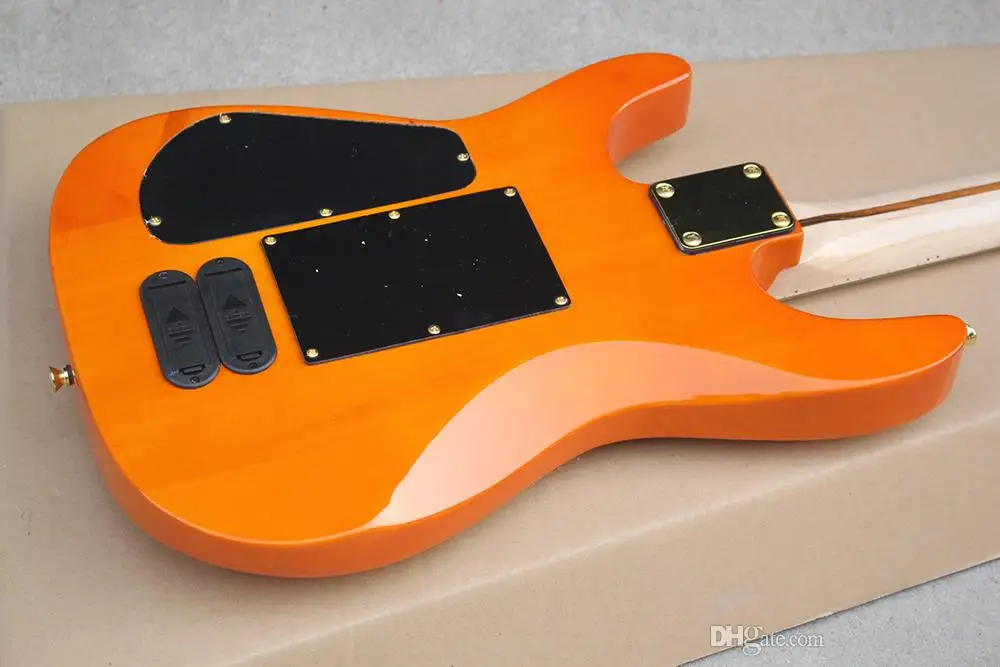 Actory пользовательские оранжевый Электрогитары с Floyd Rose 3 пикапы без Лады
