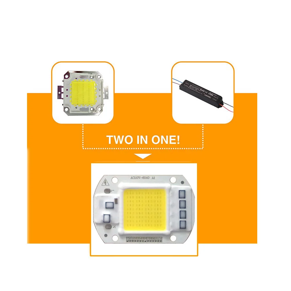 5 шт./лот LED COB Chip Lamp 20 Вт 30 50 AC IP65 Smart IC подходит для DIY прожектора уличного света lamlp