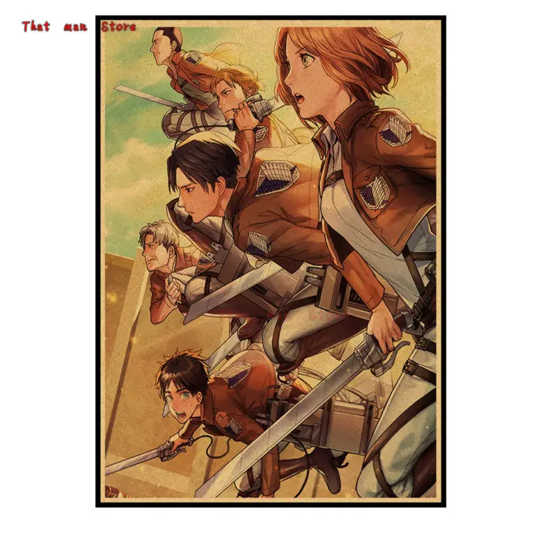 Атака на постер Titan/Eren Jaeger/Mikasa Ackerman/rivaille ackerman/плакат из крафт бумаги/наклейка