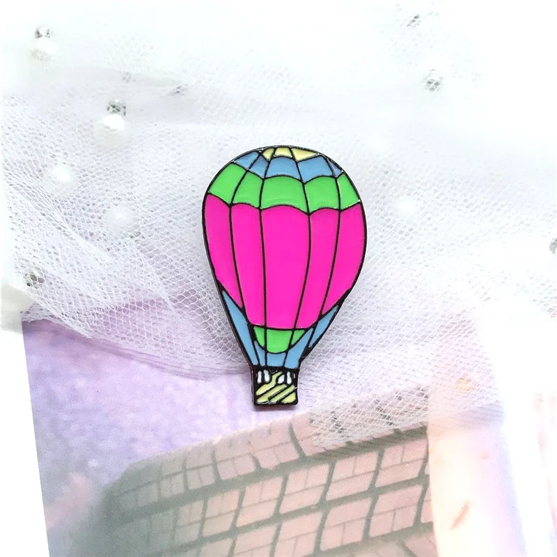 New pink hot air balloon brooch multicolored badge needle children fun denim clothing backpack pendant jewelry gift | Украшения и