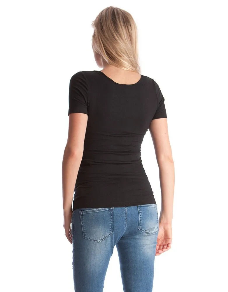 

Fdfklak 2018 Summer Short Sleeve Pregnancy T Shirt Clothes For Nursing Mothers Maternity Clothes Nursing Top Black/White F195