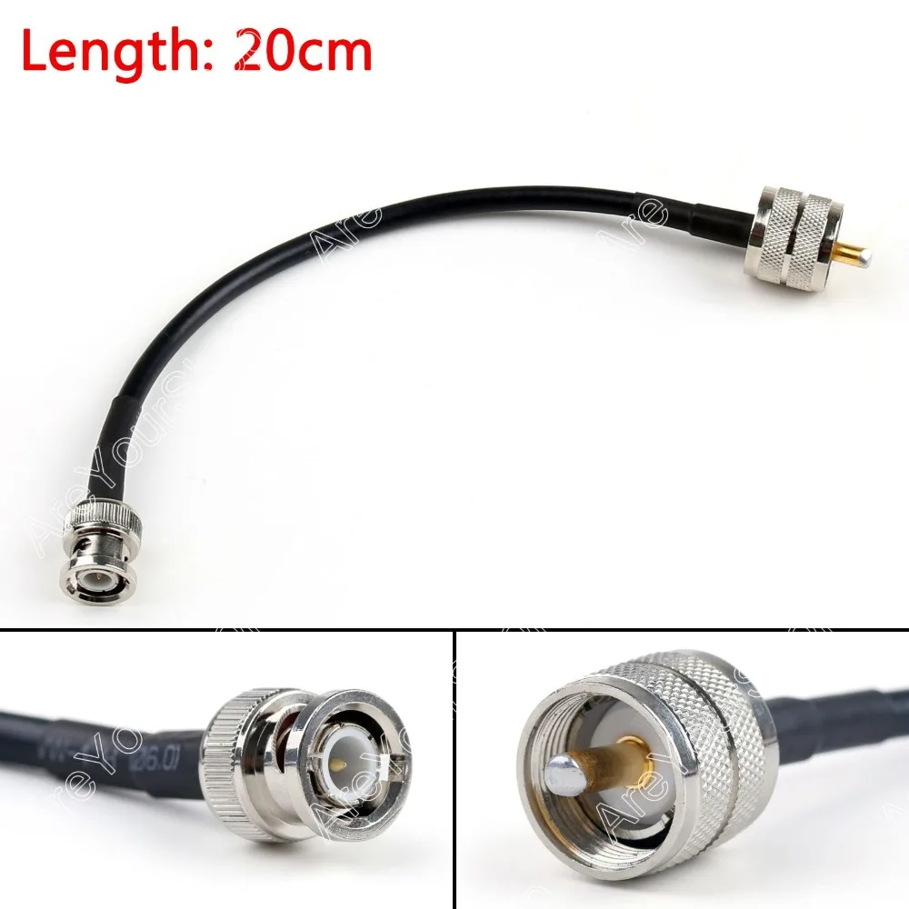 Areyourshop продажа 20 см RG58 кабель PL259 УВЧ штекер к BNC прямой обжим коаксиальный хвост 8