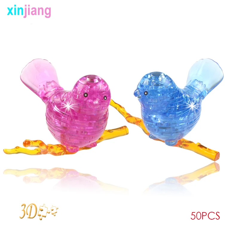 

50PCS DIY 3D Birds Puzzle Animal Assembly Crystal Model Building Jigsaw Birthday Gift Toys For Kids Home Decoration