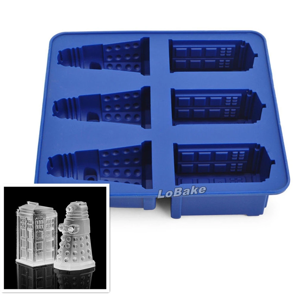 Новый 6 полостей известный врач кто charactor Полиция Box далек силиконовая Резина Ice Cube
