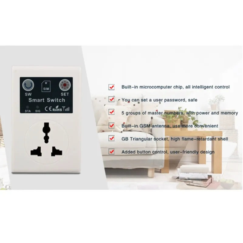 SC1-GSM GSM Мощность разъем Беспроводной Smart коммутатор с мобильного телефона RC