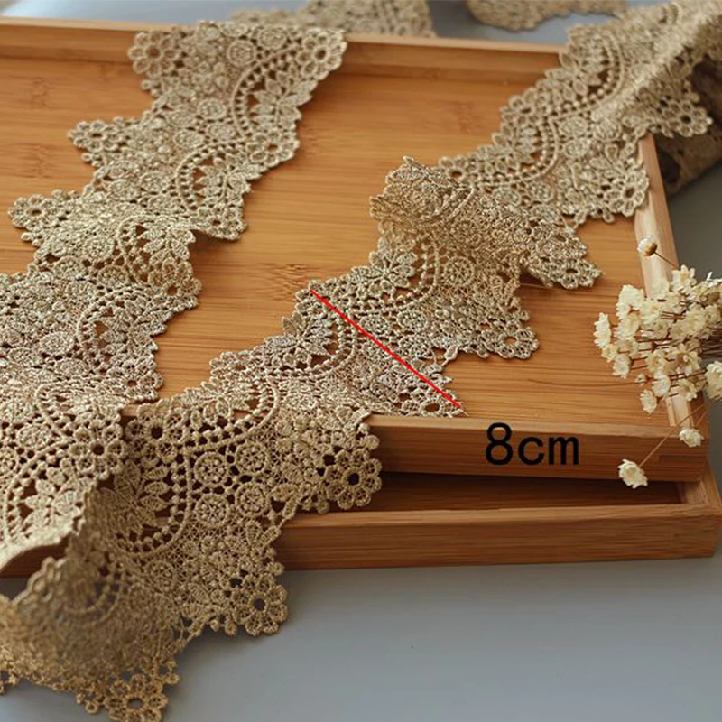 

Lace Fabric 2Yards/Lot Polyester / Nylon Water Soluble Embroidery Crown Flower Lace Trim Islamic Headscarf Hair Accessories