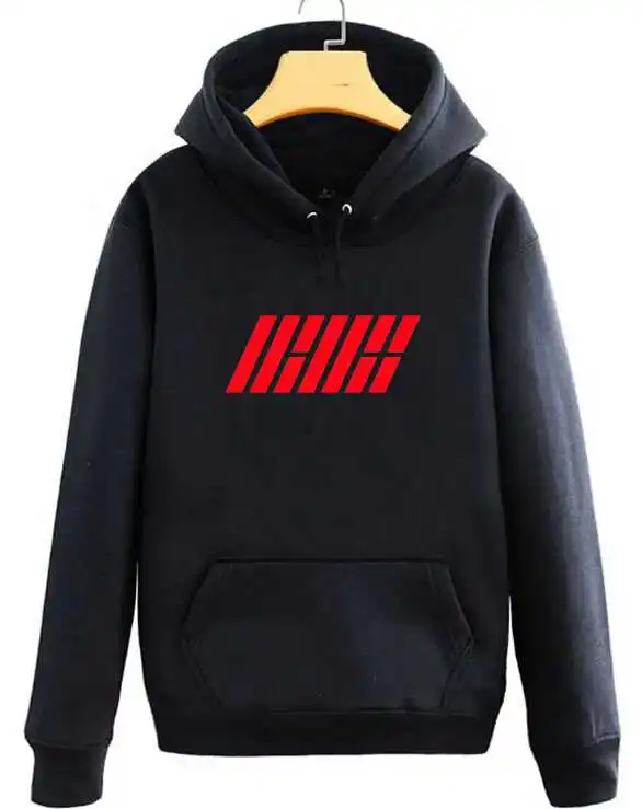 Kpop ikon концертные толстовки в полоску с принтом Бобби осенние мужские женские