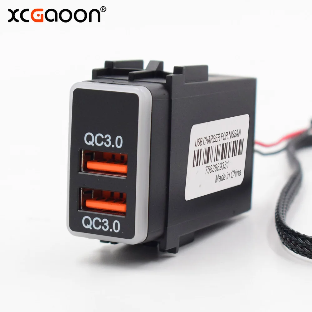 XCGaoon специальная 5V 2.1A& QC3.0 Быстрая зарядка 2 разъем usb автомобильная вилка адаптера зарядного устройства и игровой кабель для NISSAN