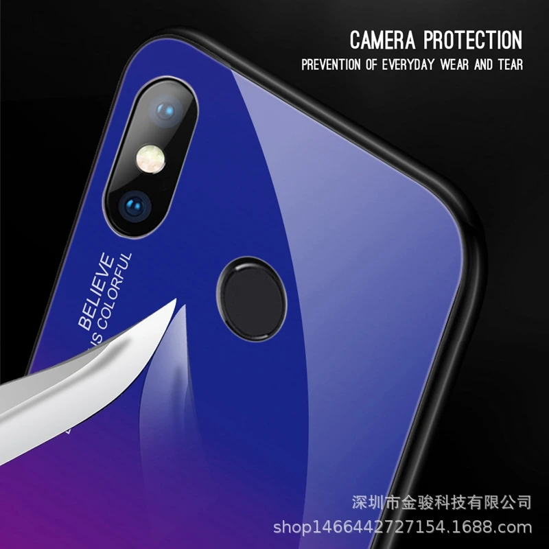 Gradient Tempered Glass Cover For Xiaomi Mi 9 Se 8 Lite A2 Case Aurora Colorful Xaomi Redmi Note 7 5 Pro Cases |