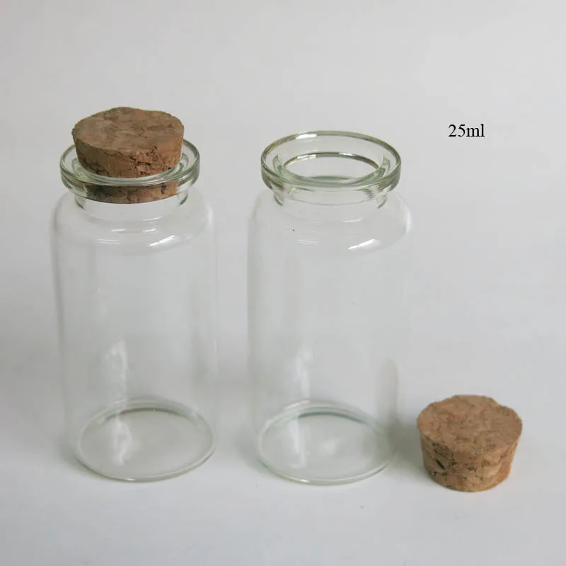 

360 x 25ml Clear Empty Glass Bottle with Cork Round Decorative Reusable Vial Storage Containers For Seasonings Candy