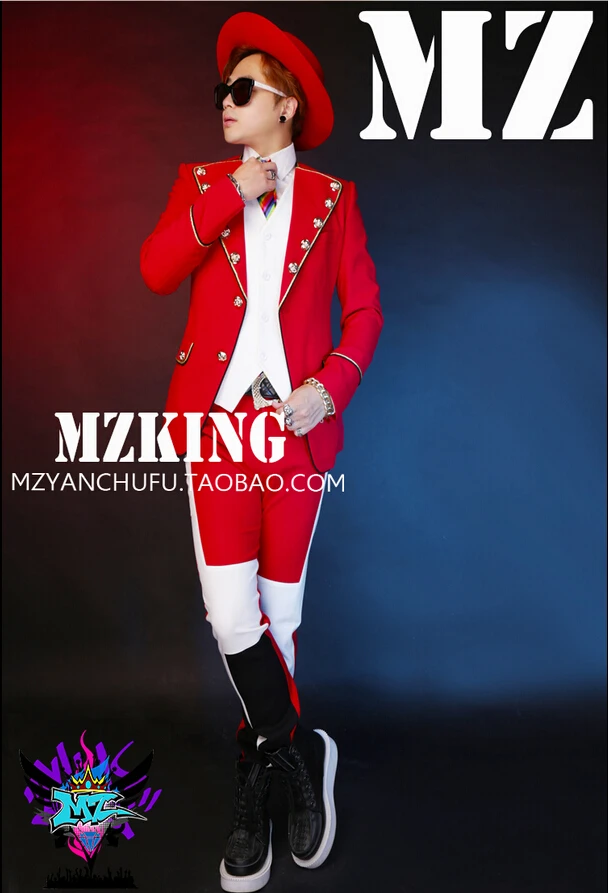 Бесплатная доставка новинка хип-хоп рок мужской певец черный и белый красный с