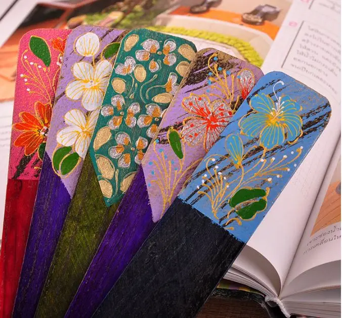 Free Shipping!2014 New Nation Trend Thailand arts and crafts mango wood hand painting creative bookmark bookmarks wholesale | Канцтовары
