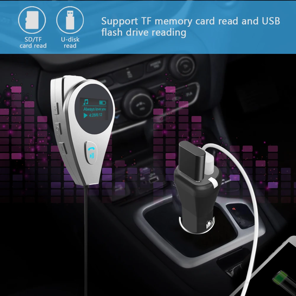 Nulaxy магнитный зажим автомобильный FM трансмиттер Беспроводной Bluetooth радиостанция