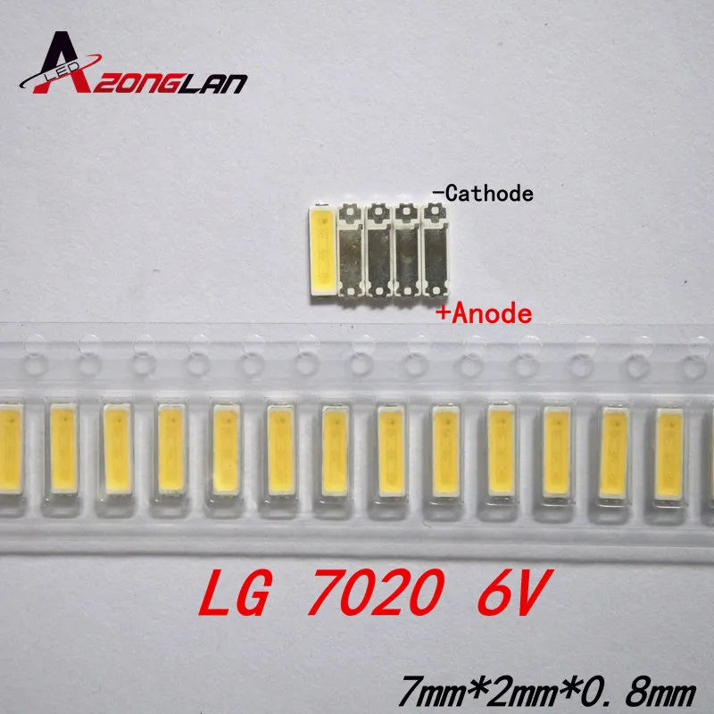 1000 шт. для LG LED LCD подсветка ТВ применение светодиодная 1 Вт 6 в 7020 холодный белый