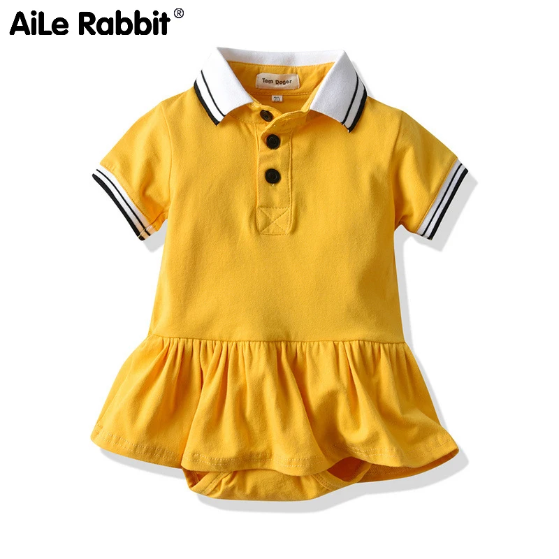 Детская одежда AiLe Rabbit для маленьких и средних девушек платье-поло из чистого