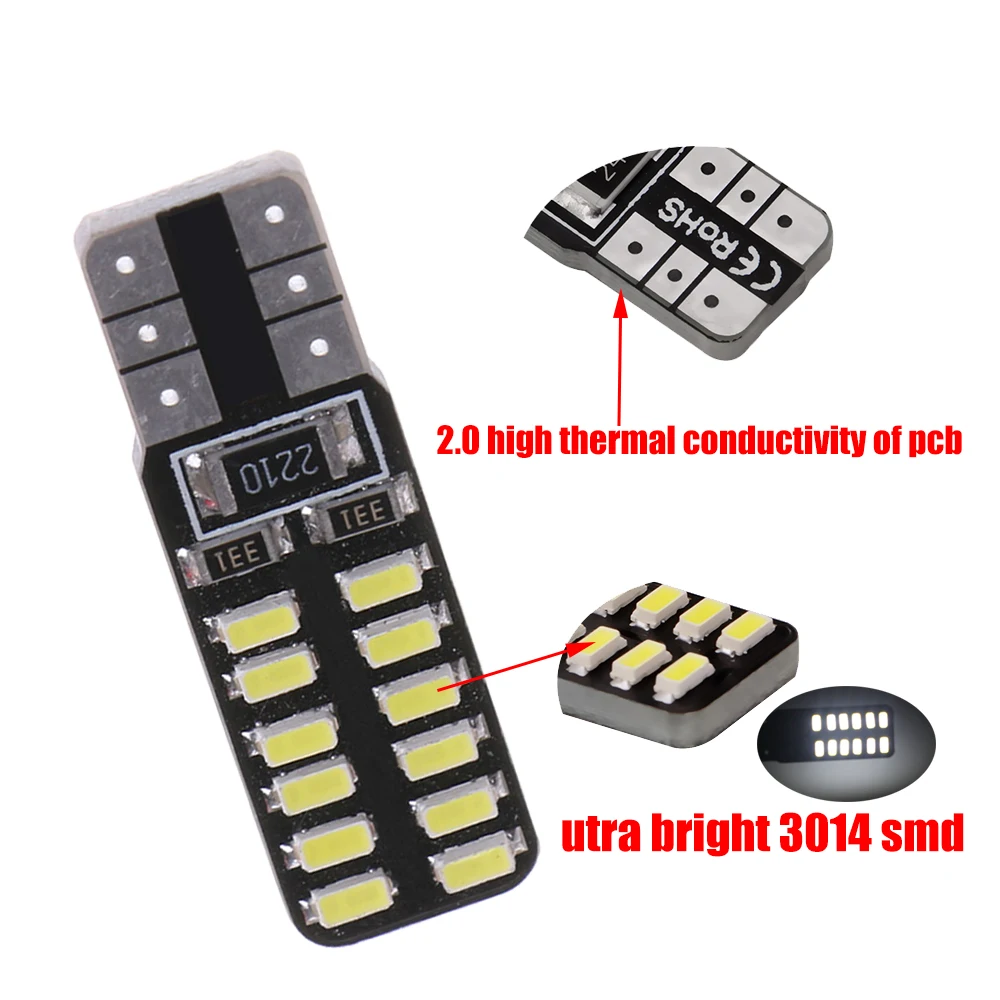 YSY 1 шт. T10 canbus led 24led 3014smd Led Canbus автомобильный Smd свет w5w 194 t10 24smd Светодиодная