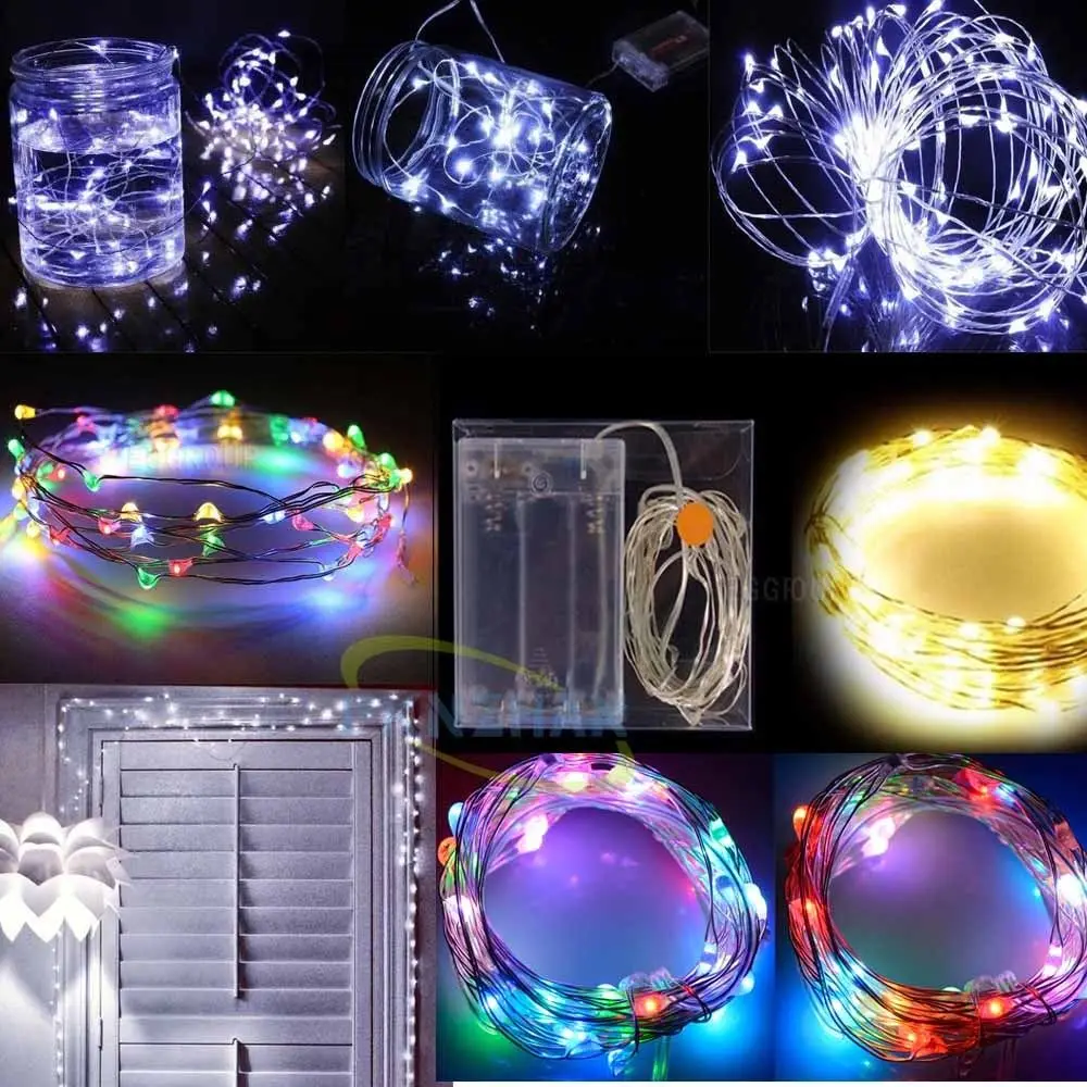 

10 м 100LED Серебряная проволочная гирлянда, мини-Гирлянда для вечеринки, домашняя батарея, коробка для праздника, гирлянда для свадьбы