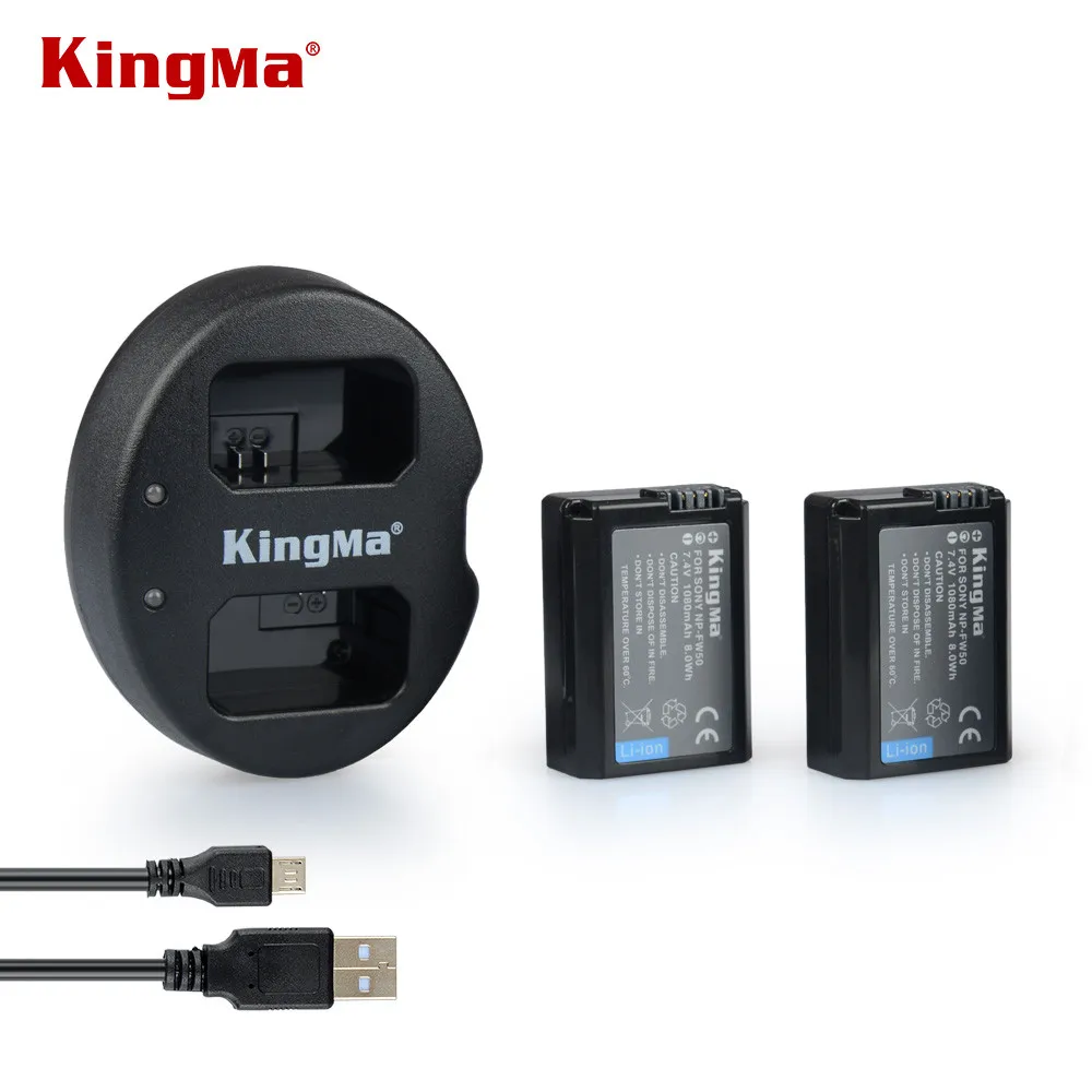 KingMa двойной (двойной) Зарядное устройство для sony NP FW50 Батарея Alpha 7 a7 7R a7R